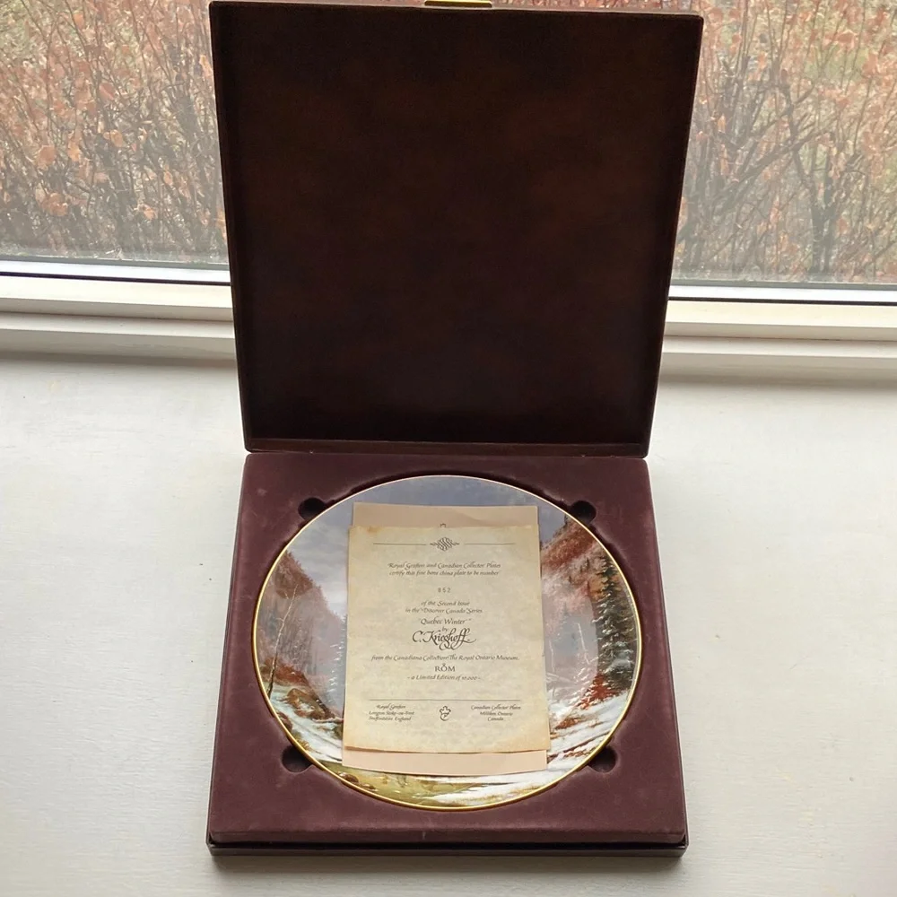 Canadian Collector Landscape Plate in Box “Quebec Winter” by Krieghoff - Picture 7 of 7
